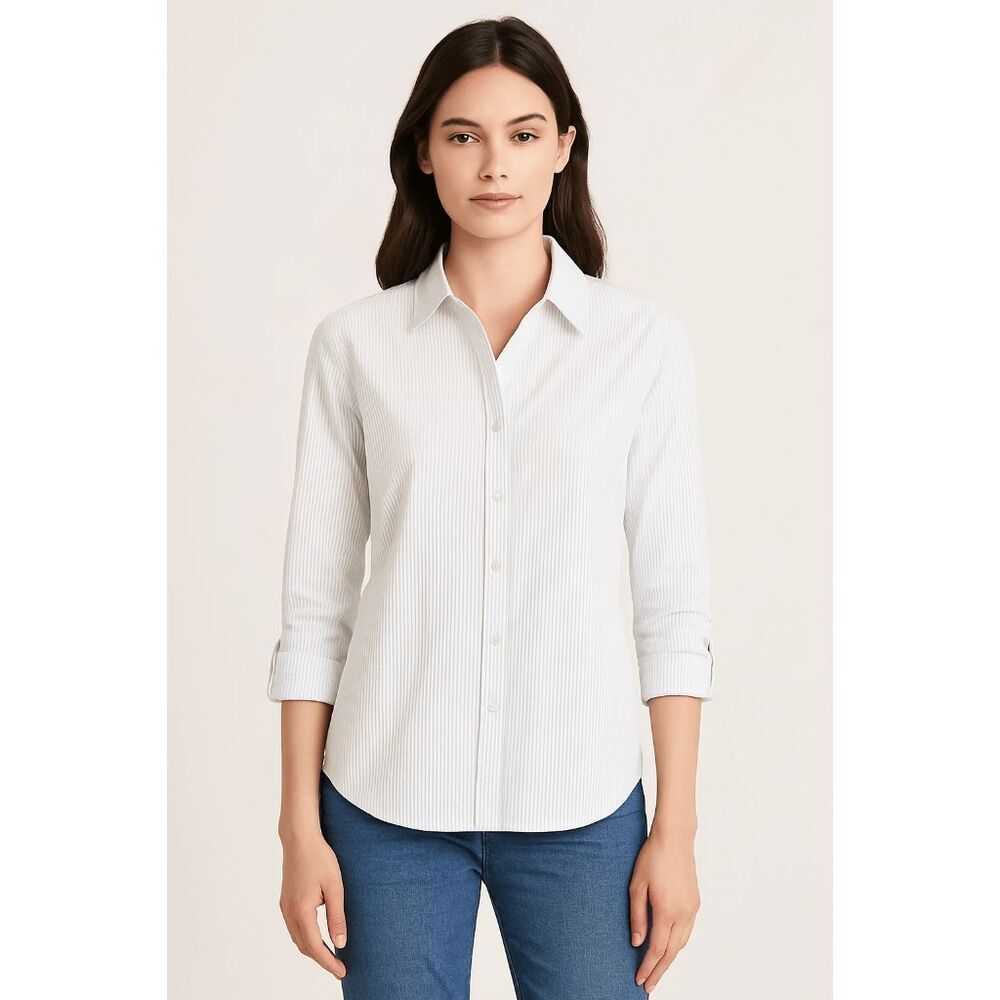 Gloria Vanderbilt Women's Amanda Oversized Stripped Button Down Shirt M